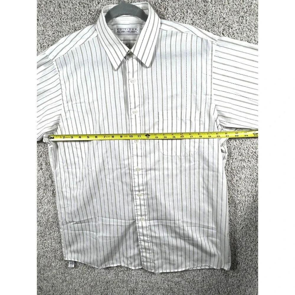 Editions by Van Heusen Shirt Mens Multicolor Striped Short Sleeve size 16 - Picture 2 of 7